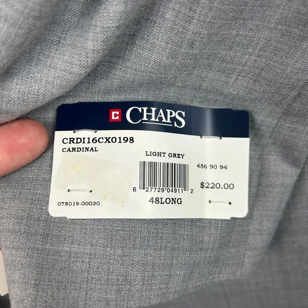 Chaps Performance Suit Wool Blend Jacket and Pants Light Grey Size 48L 38x34